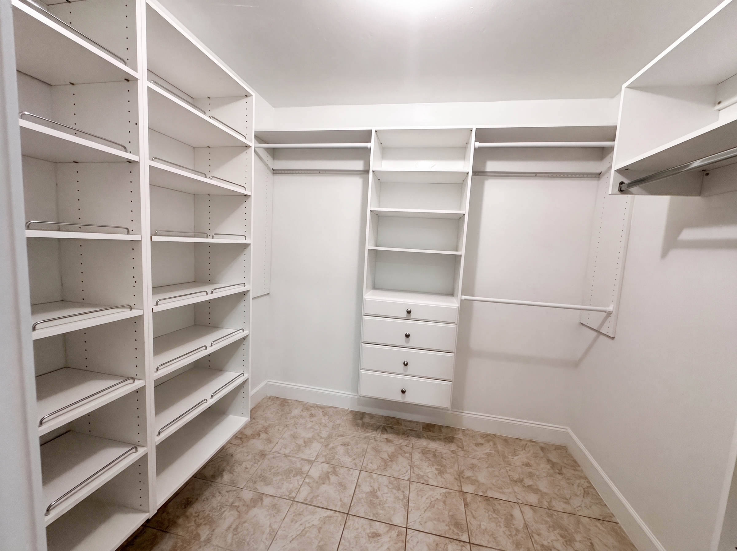 Walk-in closet with custom built-ins