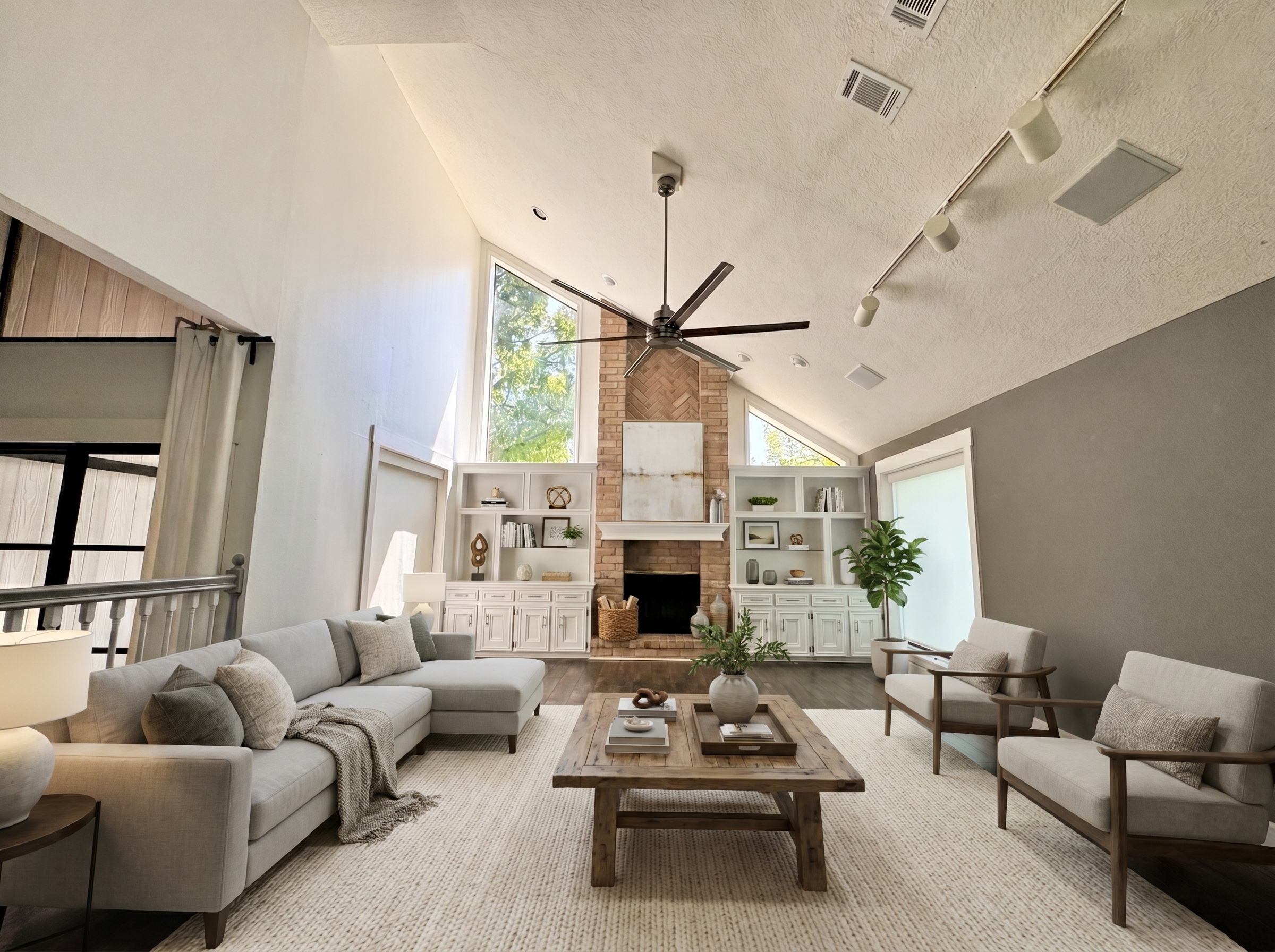 Living room, virtually staged